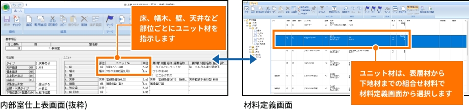 仕上表と材料定義